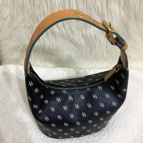 DOONEY AND BOURKE Vintage Black Signature Coated Canvas Bucket Hobo - Picture 14 of 16